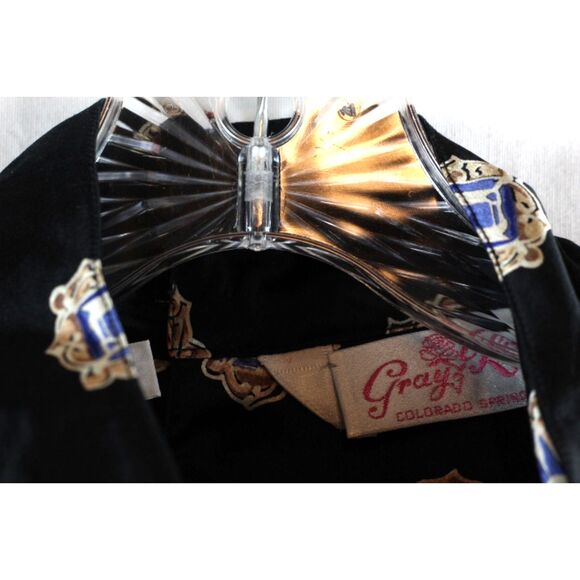 Gray Rose Black Women's Dress Top Blouse Collared Back Button Closure 12 059 - Picture 2 of 6